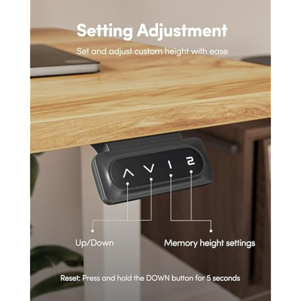 FEZIBO Electric Standing Desk | 60x120cm Light Brown Wood Grain