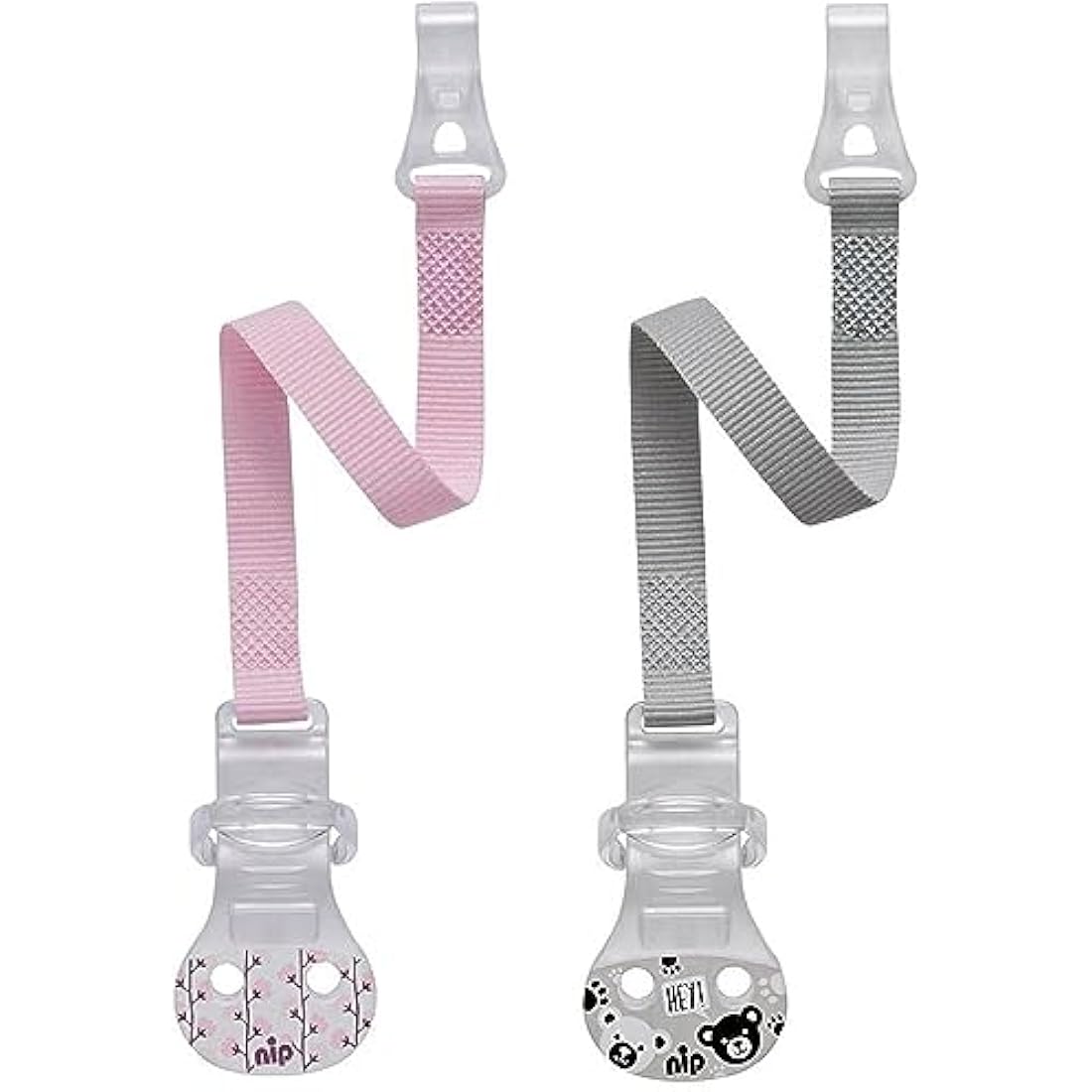 NIP Dummy Strap with Hooks - Set of 2 Pacifier Chains for Dummies with Ring