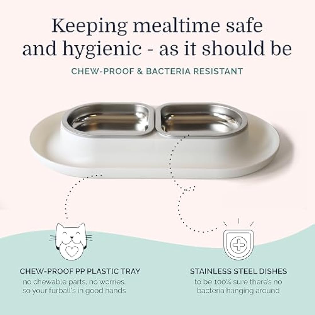 Hepper NomNom – Elevated Stainless Steel Cat Bowls | Spill Proof Tray