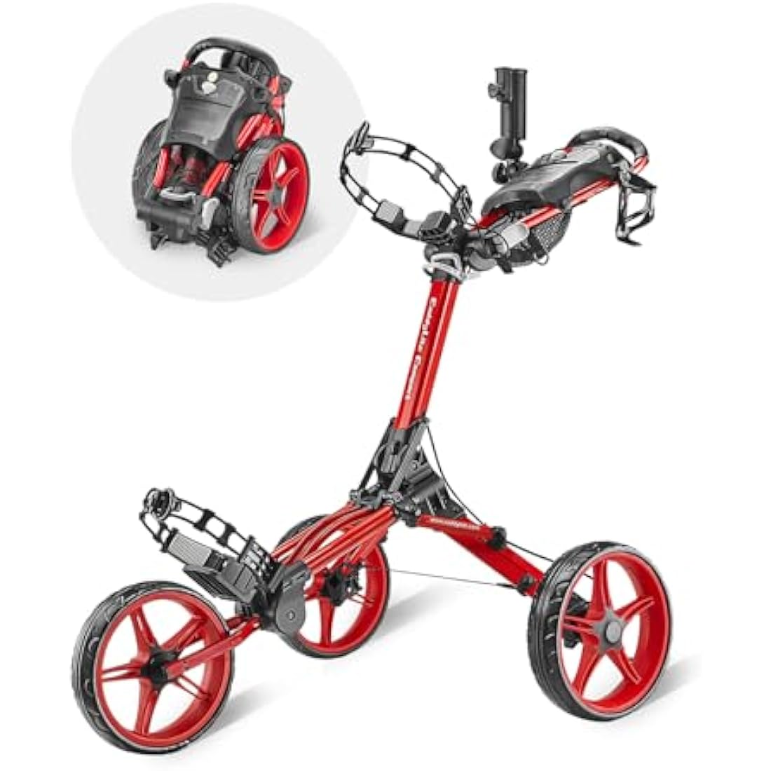 Caddytek CaddyLite Compact Semi-Auto Folding Golf Push Cart | 3-Wheel