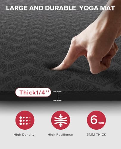 HAPBEAR Extra Large Yoga Mat - 6mm Thick Non-Slip TPE Exercise Mat