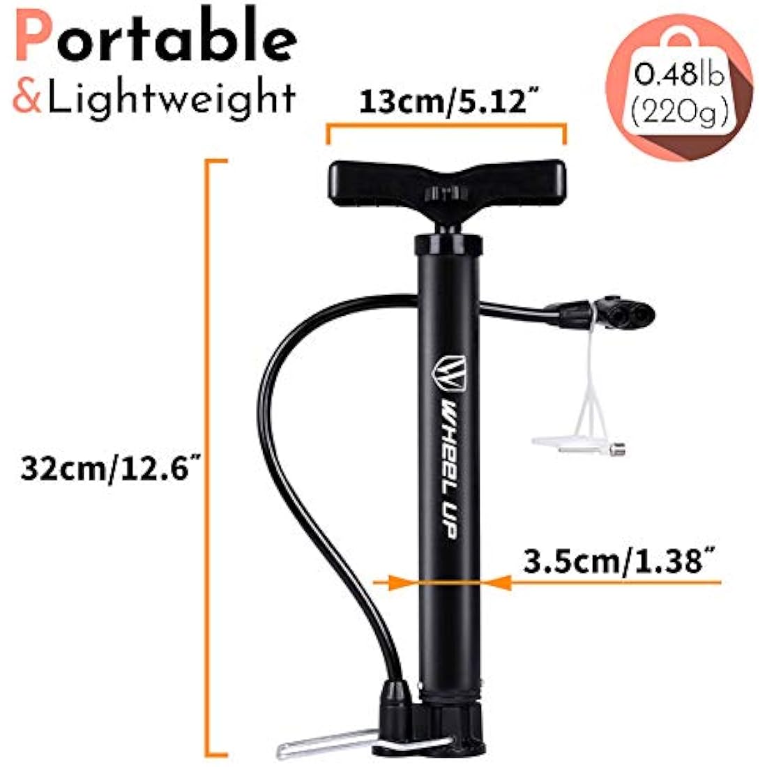 LETTON Portable Bike Floor Pump – 120PSI Presta & Schrader Mini Inflator