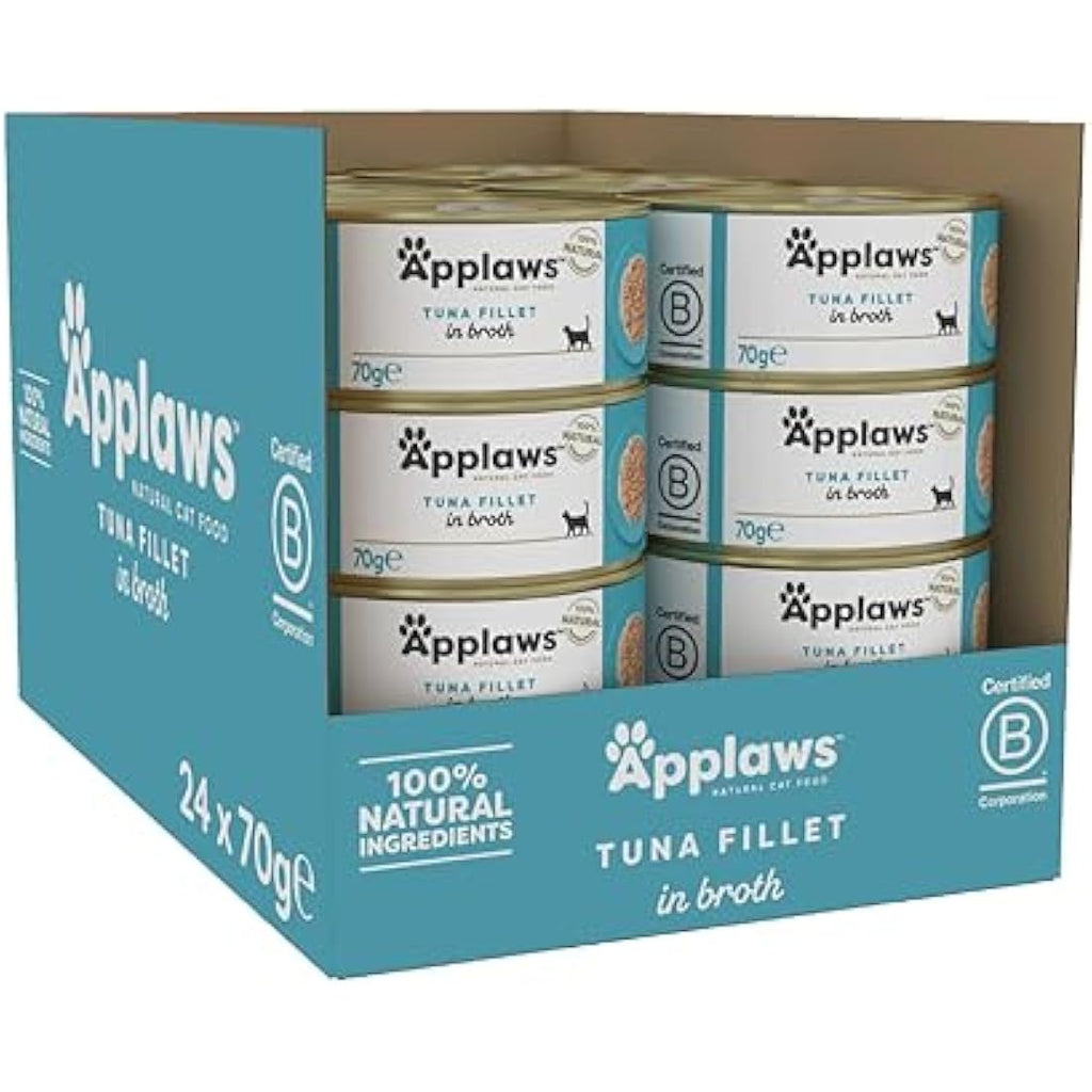 Applaws Natural Wet Cat Food – Tuna Fillet in Broth (24 x 70g Tins)