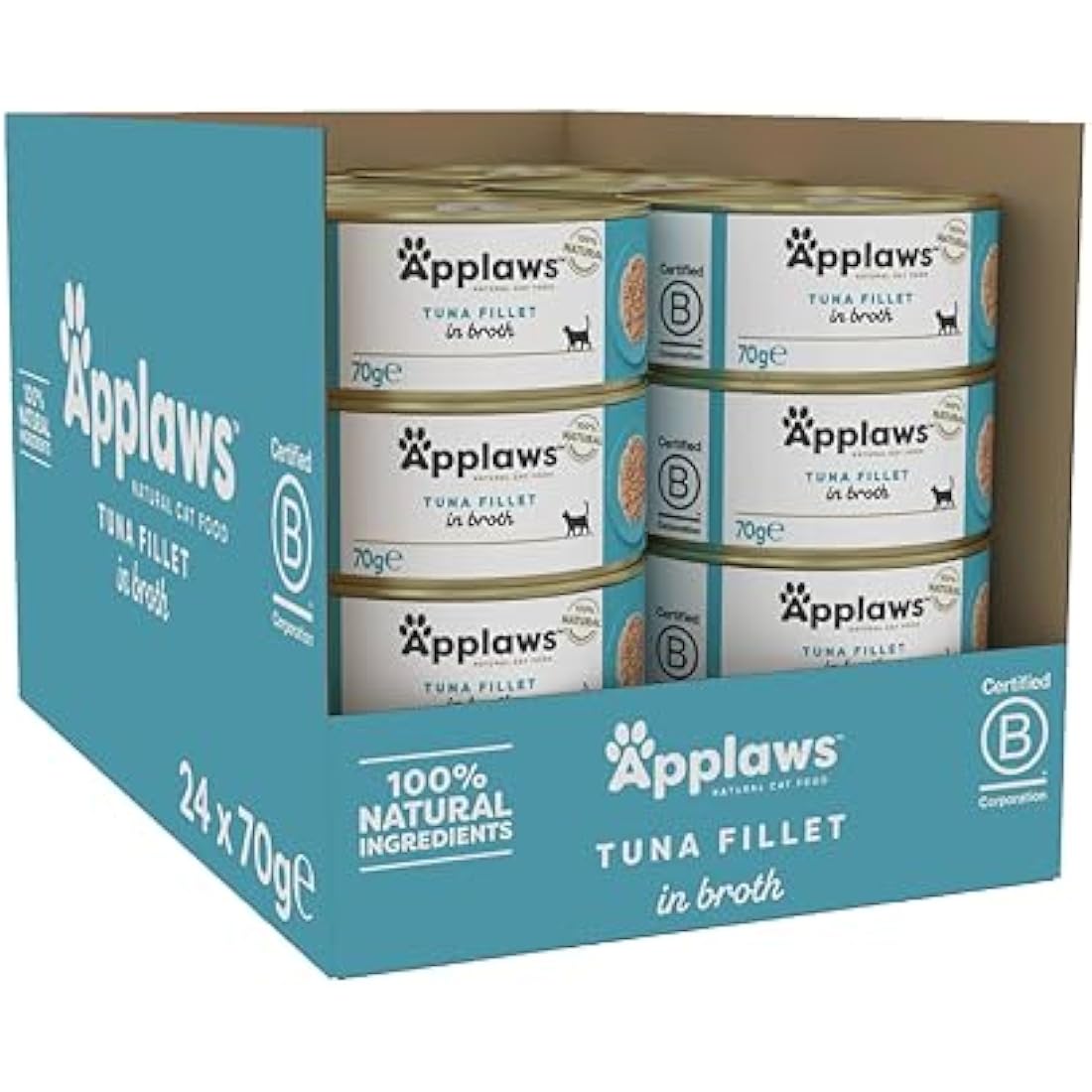 Applaws Natural Wet Cat Food – Tuna Fillet in Broth (24 x 70g Tins)