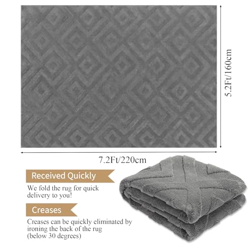 Enyhom Machine Washable Area Rug | 160x220cm Grey Modern Geometric Carpet