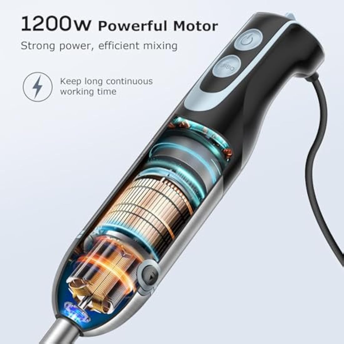 FRESKO 1200W Immersion Hand Blender | 12-Speed Stainless Steel Stick Mixer
