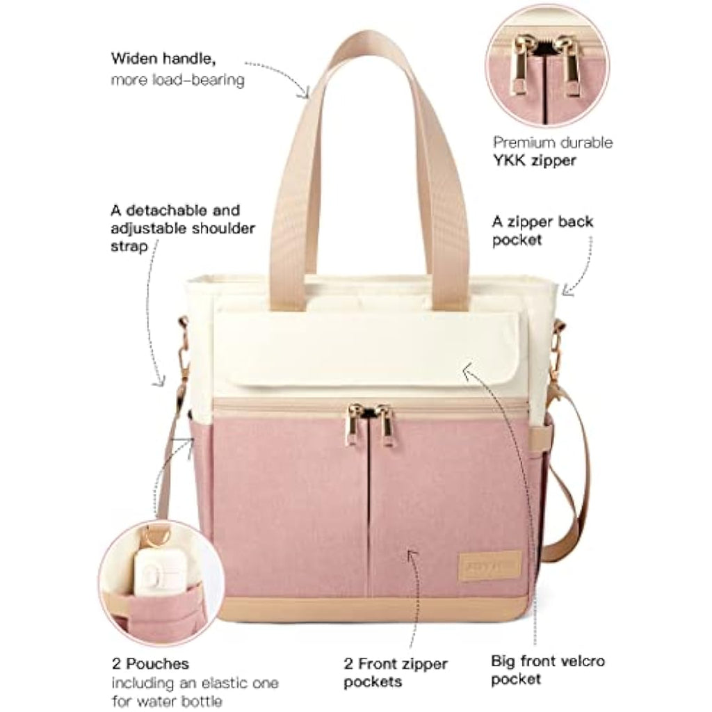 JOYHILL Insulated Lunch Bag - Leakproof Reusable Cooler Tote for Women, Pink