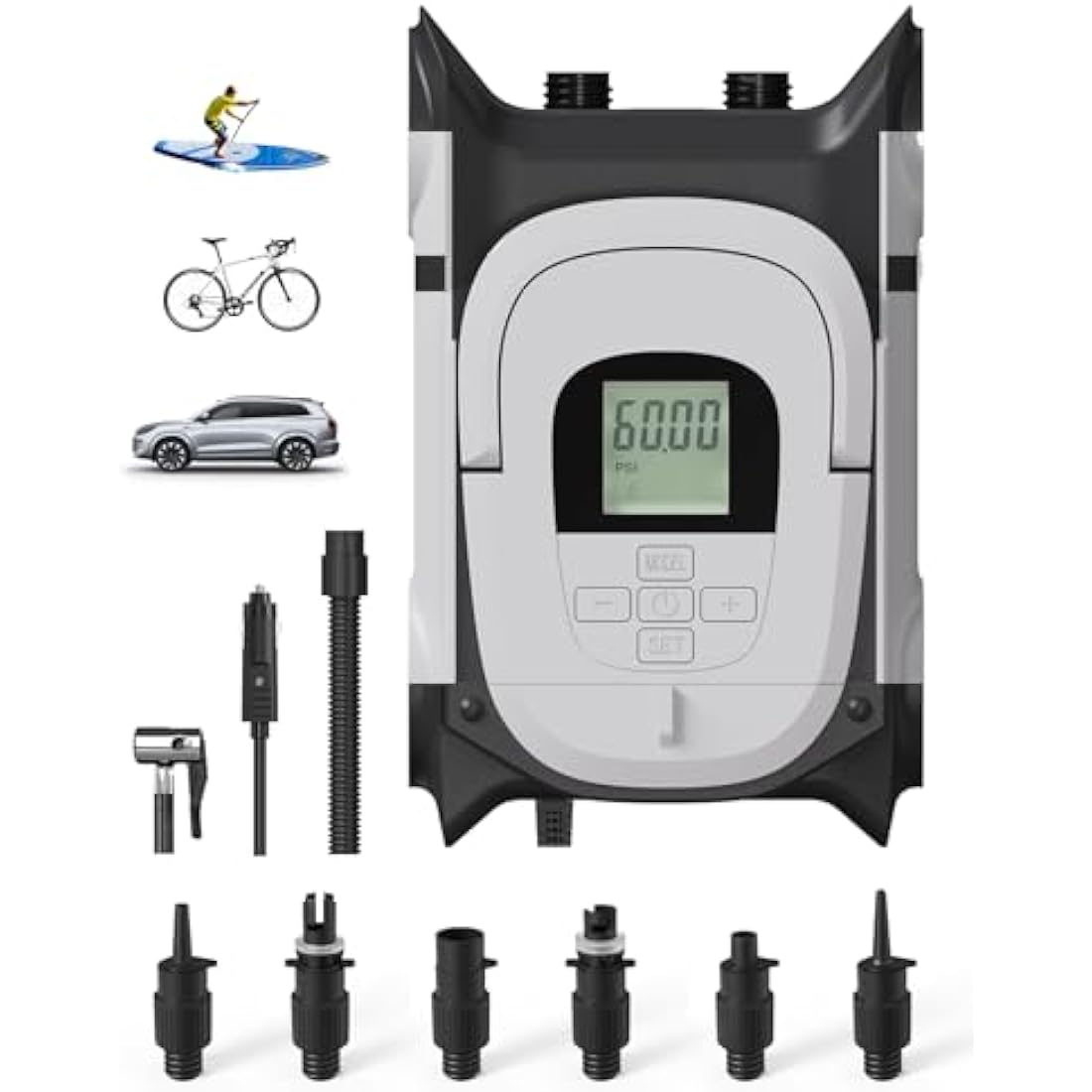 GICLE Electric SUP Pump – 60PSI Dual Stage 12V Portable Tire Inflator