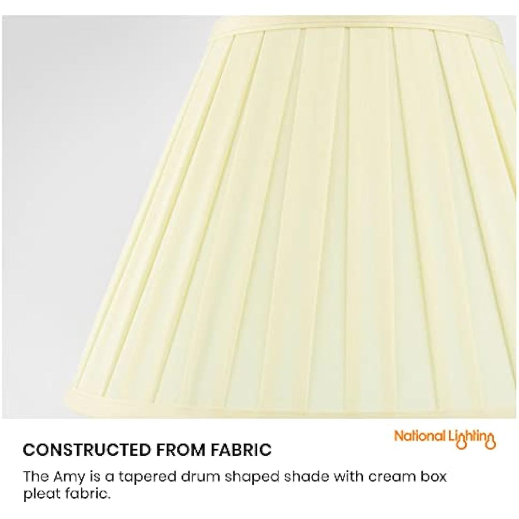 National Lighting 22-Inch Tapered Drum Lampshade - Pleated Cream Fabric