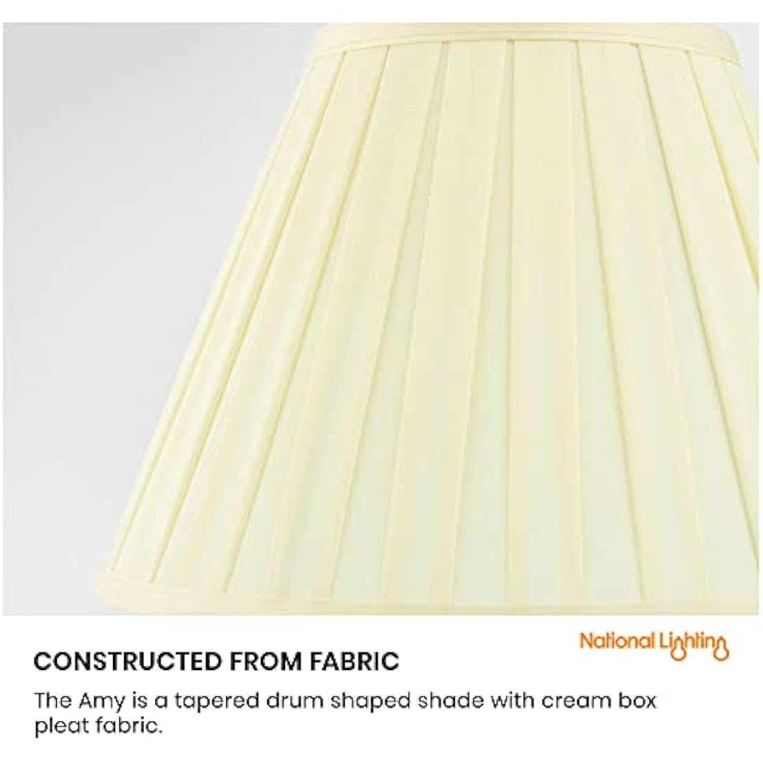 National Lighting 22-Inch Tapered Drum Lampshade - Pleated Cream Fabric