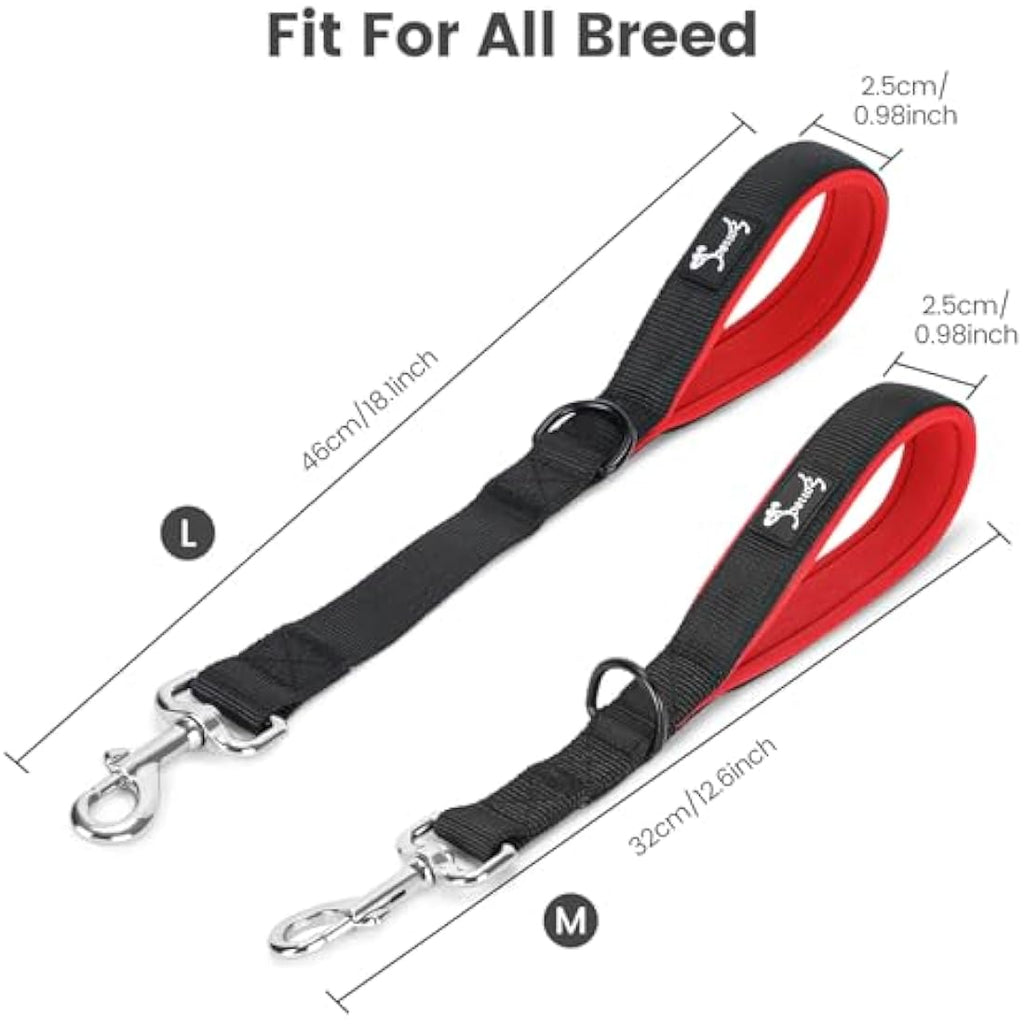 Short Dog Lead – Nylon Traffic Control Leash, Black, 18.1"