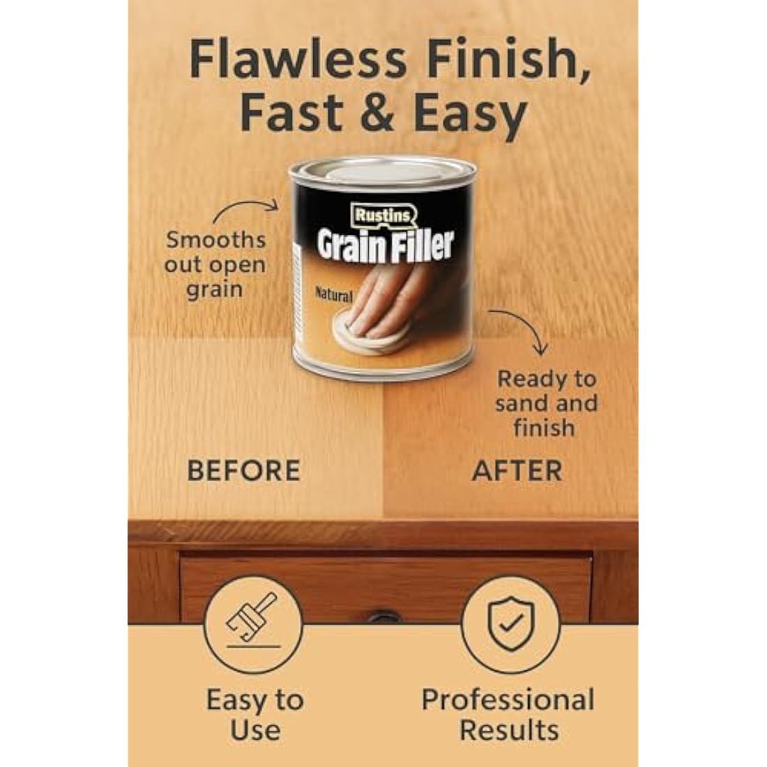 Rustins Mahogany Wood Grain Filler – 230g Smooth Finish for Furniture