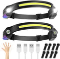 Jolof Store Rechargeable LED Headlamp | Motion Sensor & Wide Beam – 2 Pack