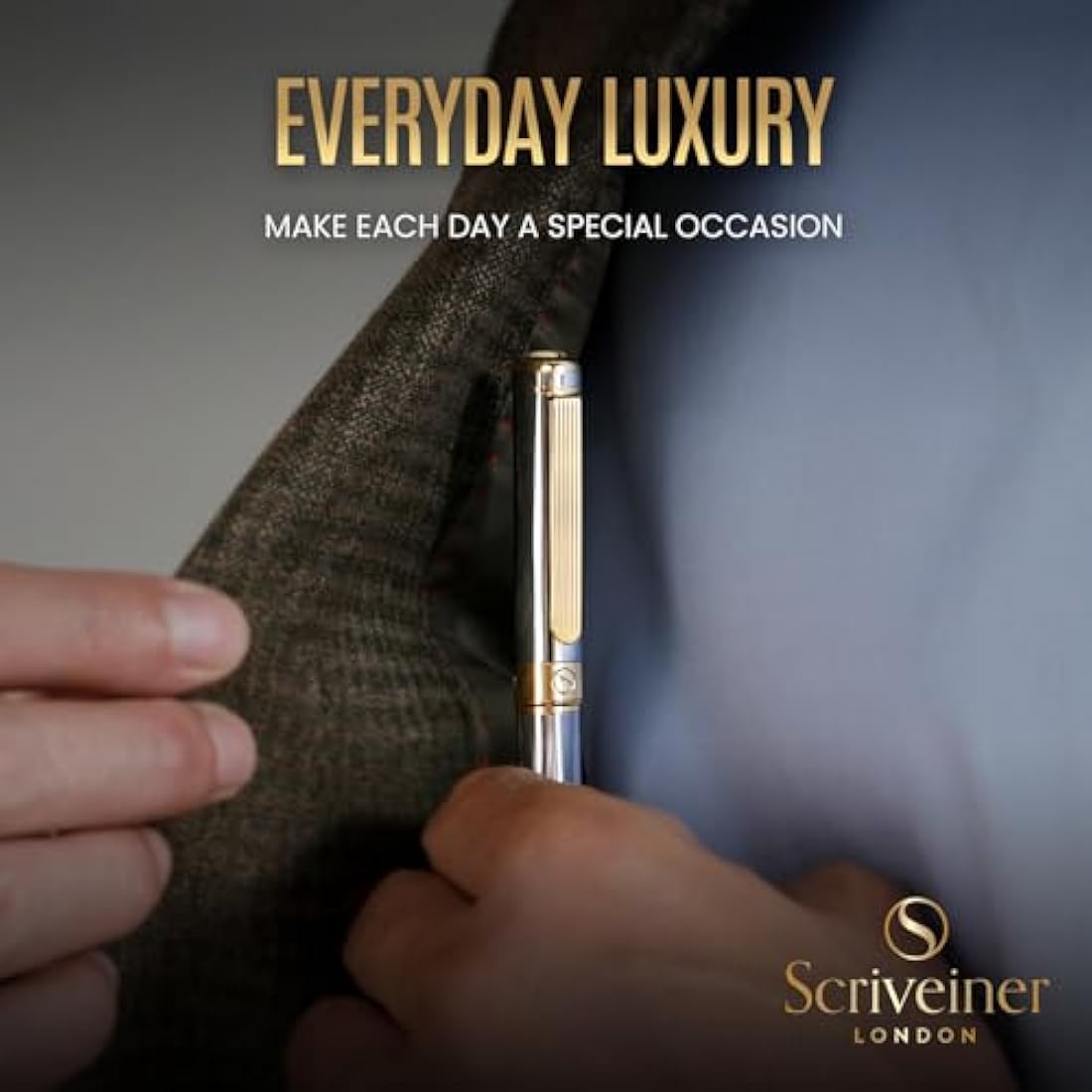 Scriveiner Silver Chrome Ballpoint Pen – Luxury Gold Finish Writing Set