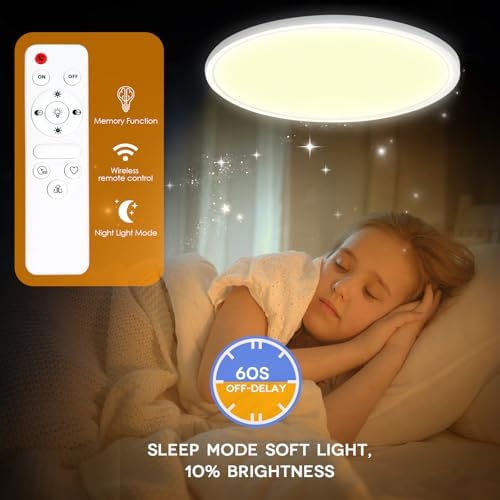 Yexati 24W Dimmable LED Bathroom Ceiling Light with Remote, IP54 - 4 Pack