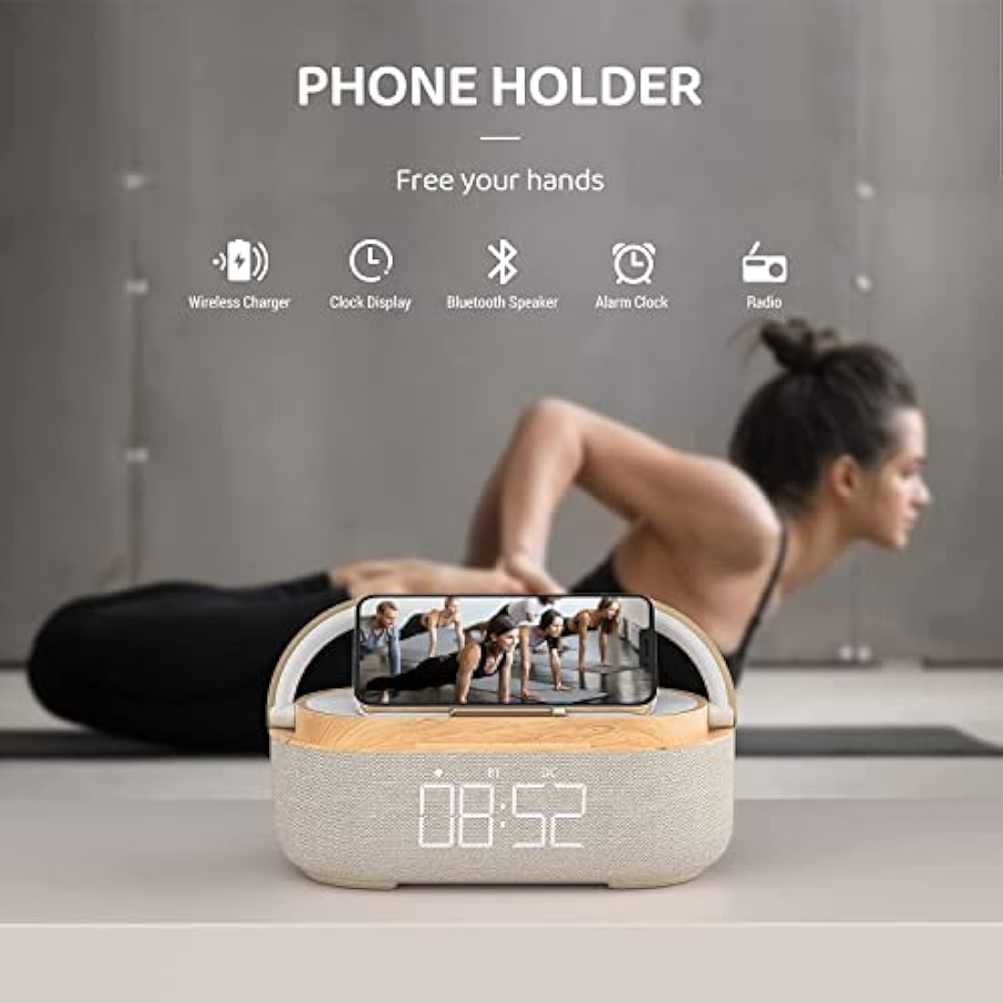 COLSUR Bluetooth Speaker Alarm Clock | 15W Wireless Charger & Night Light