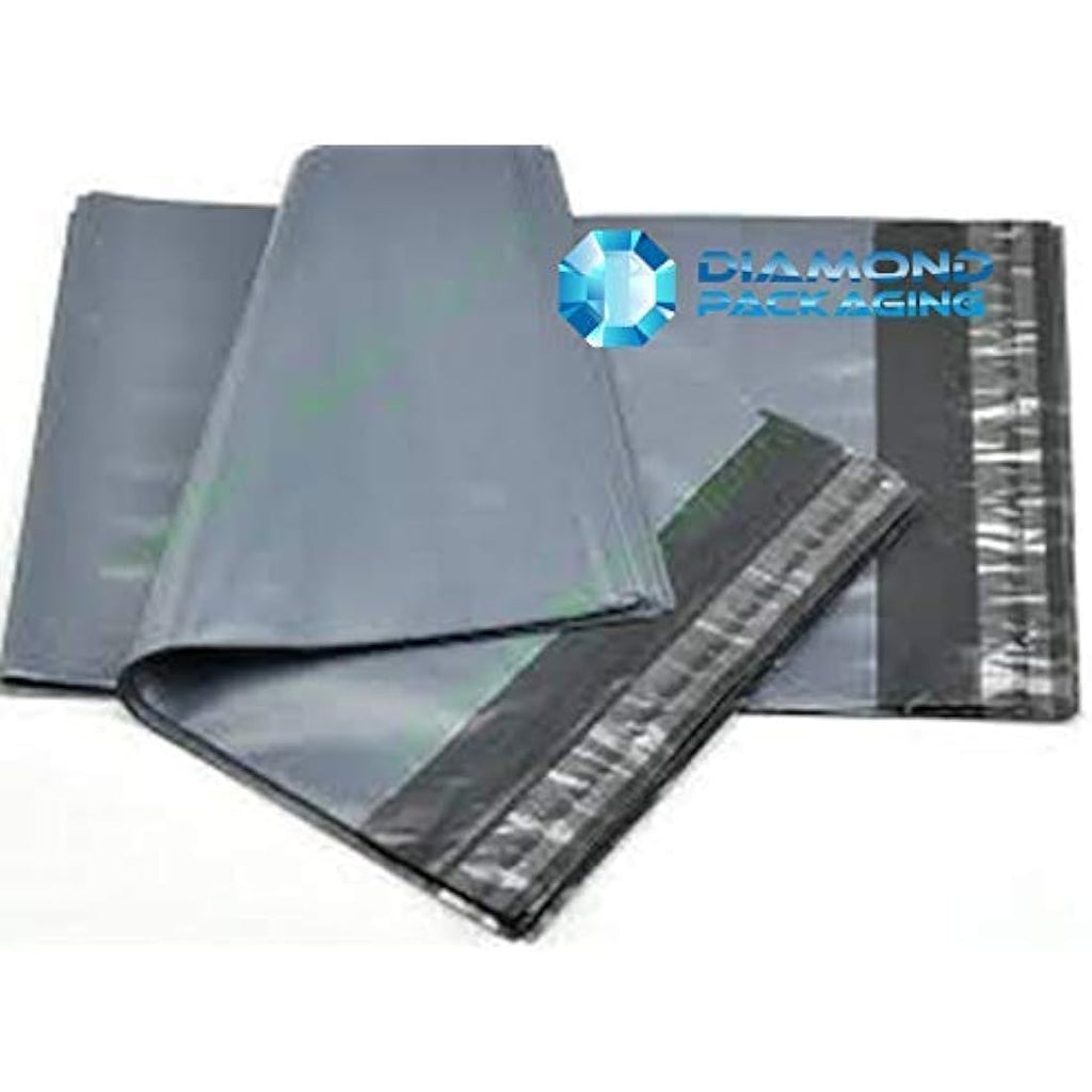 Diamond Packaging 100 Mixed Grey Poly Mailing Bags - 4 Assorted Sizes