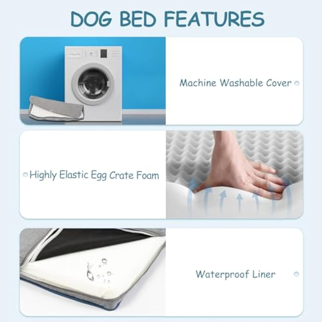 EMPSIGN Orthopedic Dog Bed – Extra Large Reversible Waterproof Mat, Grey