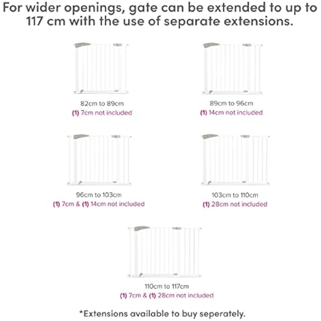 Munchkin Sure Shut Axis Baby Gate | Pressure Fit Stair Gate, 76-82cm