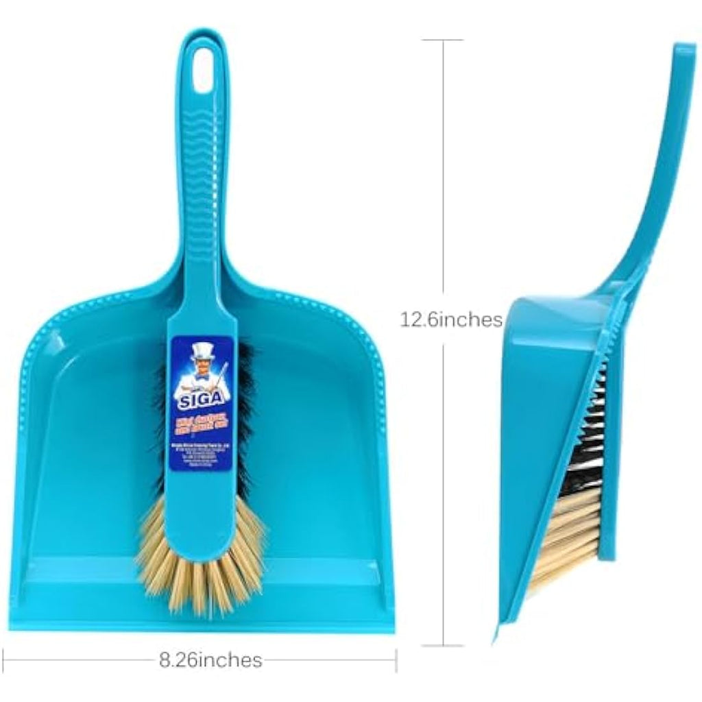 MR.SIGA Dustpan and Brush Set - Pack of 2 Blue & Grey Cleaning Tools