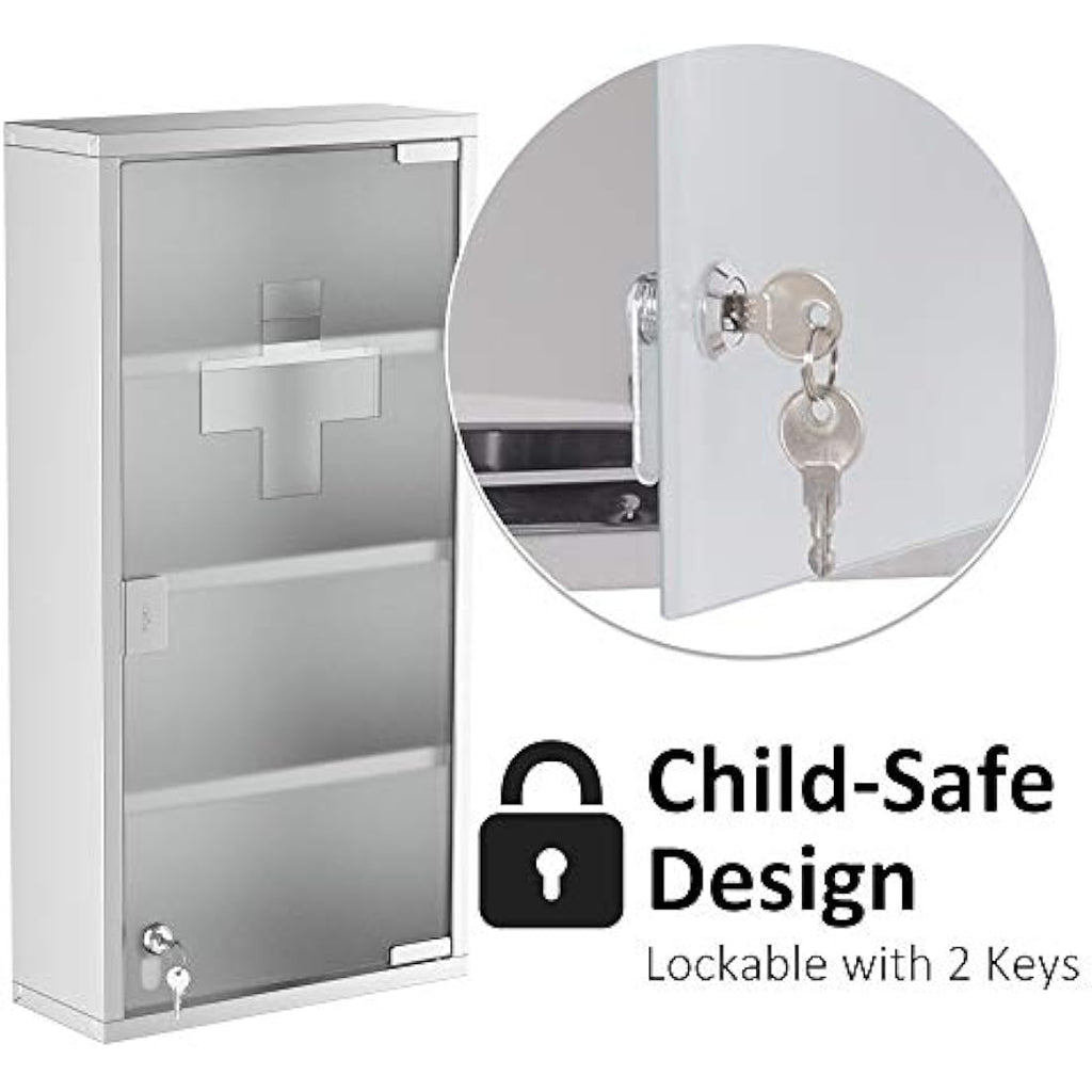 HOMCOM 4-Tier Stainless Steel Medicine Cabinet | Lockable Wall Storage