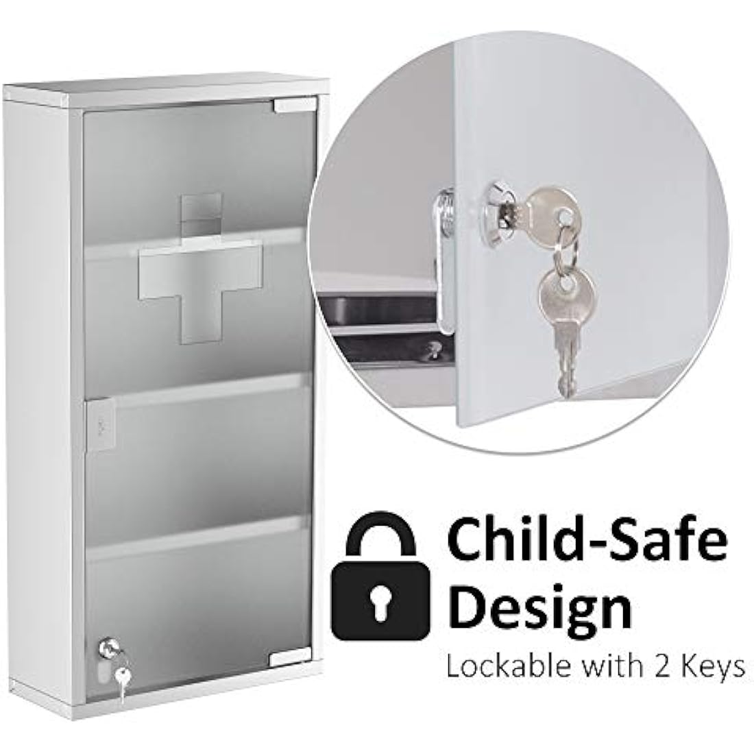 HOMCOM 4-Tier Stainless Steel Medicine Cabinet | Lockable Wall Storage