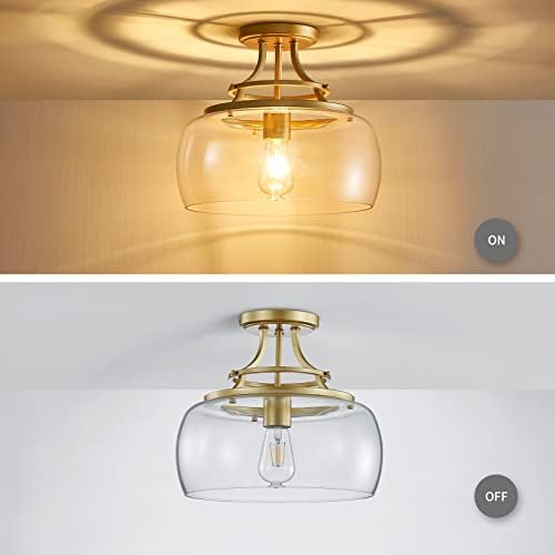 Wuzups Gold Industrial Farmhouse Chandelier | Round Glass Ceiling Light