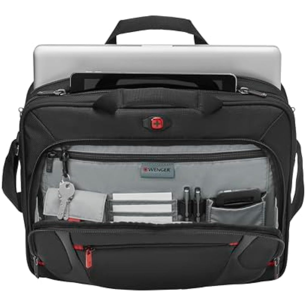 Wenger Sensor 15.6" Laptop Briefcase – Slim Messenger Bag, Black