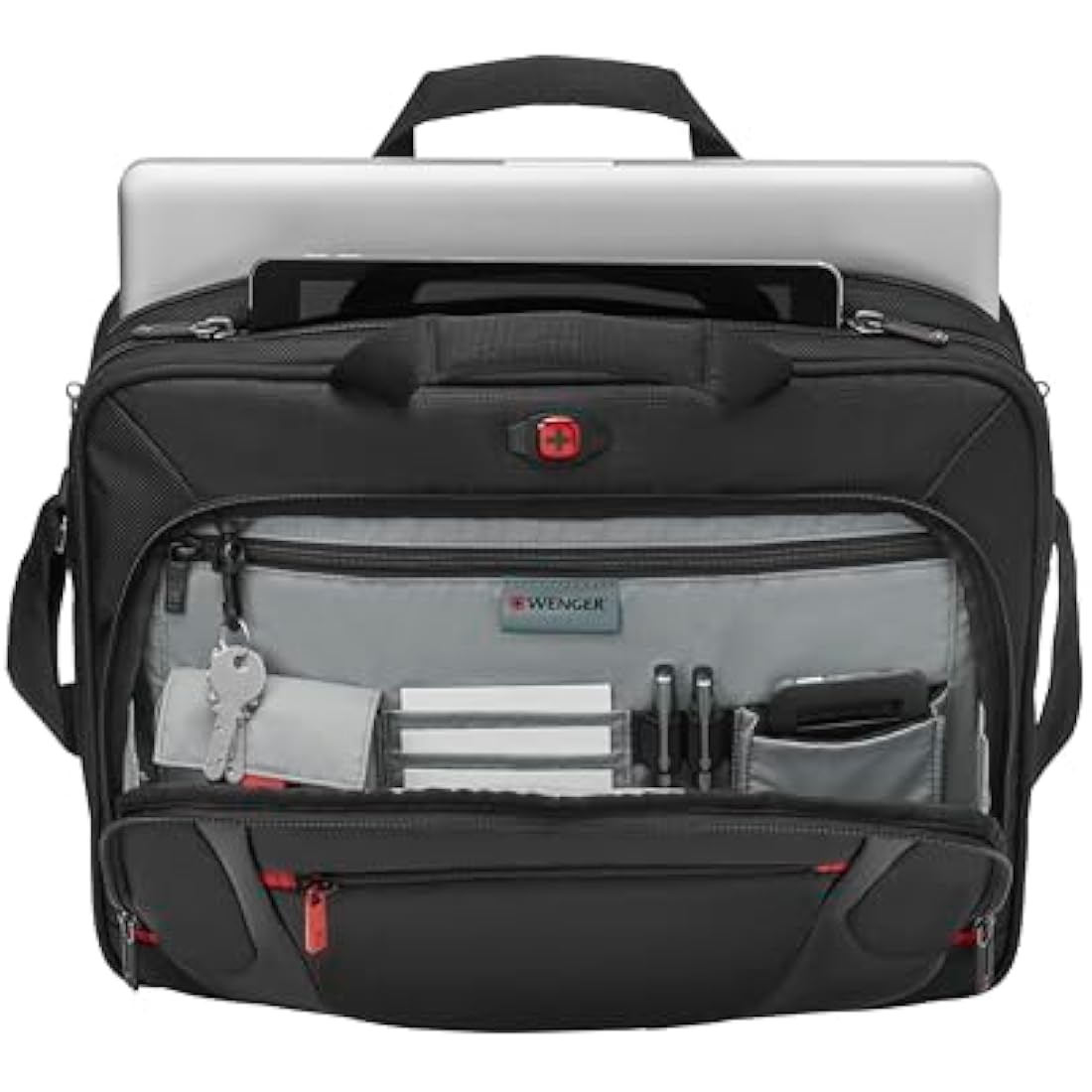 Wenger Sensor 15.6" Laptop Briefcase – Slim Messenger Bag, Black