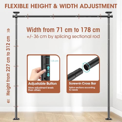 WELDUN Floor Standing Room Divider Curtain Rod – No Drill Heavy Duty White