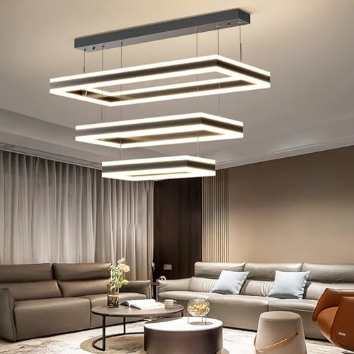 Mikeru Modern 3-Ring LED Pendant Light | Dimmable Black Chandelier