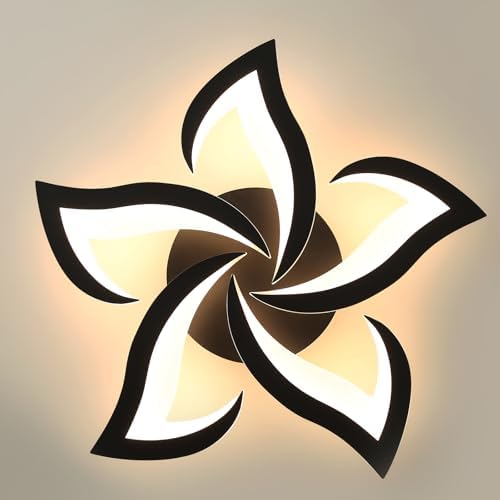 Modern Flower LED Ceiling Light – 60W 3000K Black Acrylic