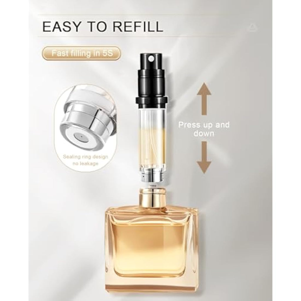 BRARIOS Refillable Perfume Atomiser – 5ml Portable Travel Spray, Gold
