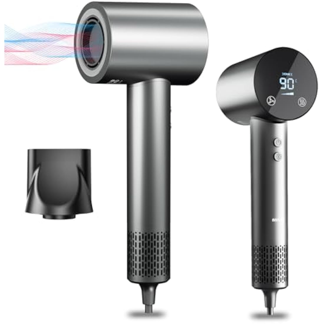 BAMCOO Ionic Hair Dryer – 1500W Silent Travel Hairdryer with HD Display