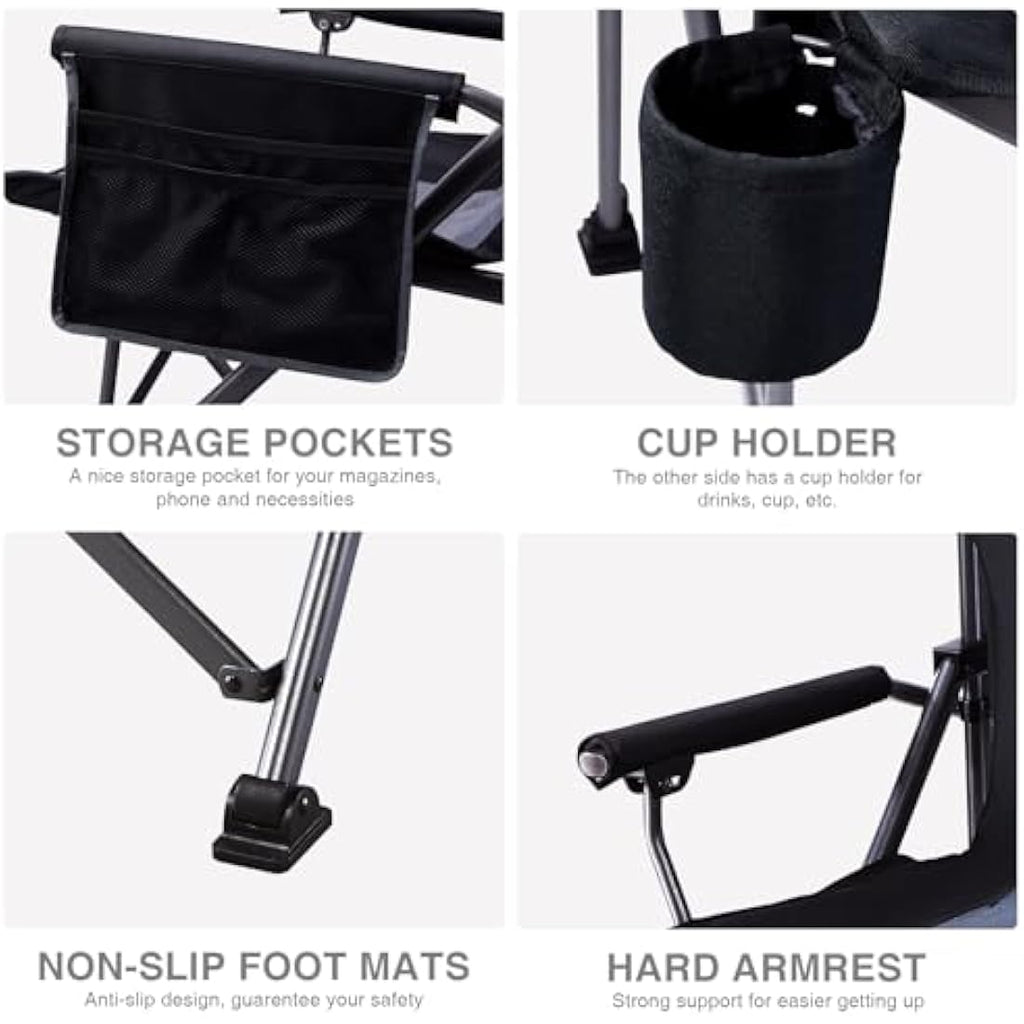 EVER ADVANCED Oversized Camping Chair – Heavy Duty 230kg Folding Seat