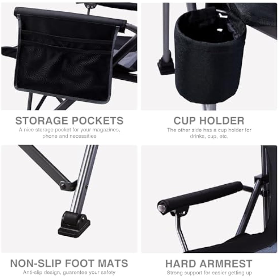 EVER ADVANCED Oversized Camping Chair – Heavy Duty 230kg Folding Seat