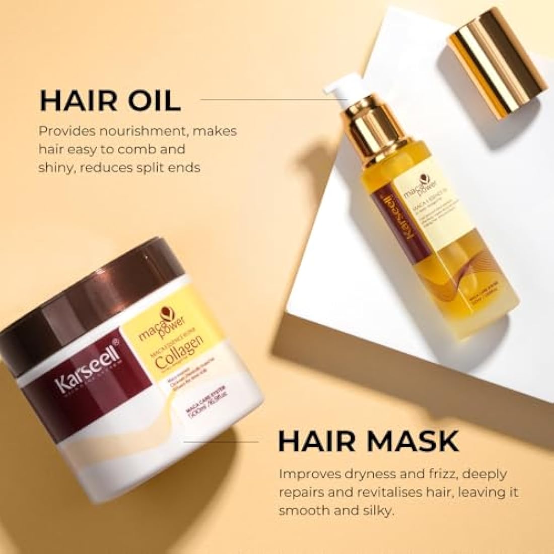 Karseell Collagen Hair Mask & Maca Essence Oil Set for Damaged Hair