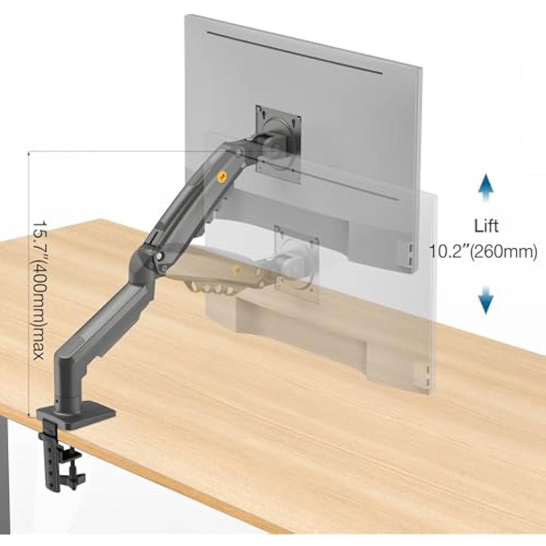 NB North Bayou Gas Spring Monitor Arm for 17-30 Inch Screens | F80 Mount
