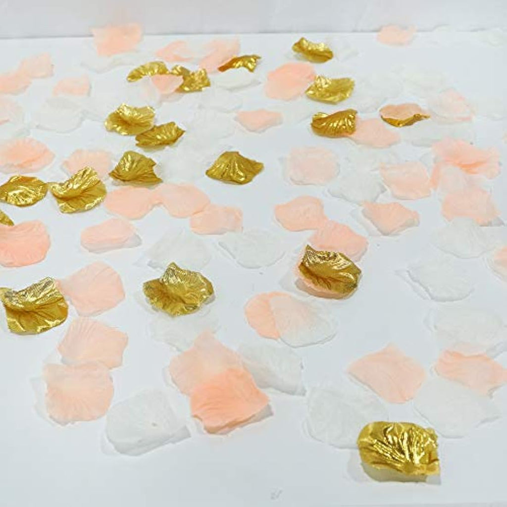 Silk Rose Petals – 1200pc Peach, Cream & Gold Wedding Decor