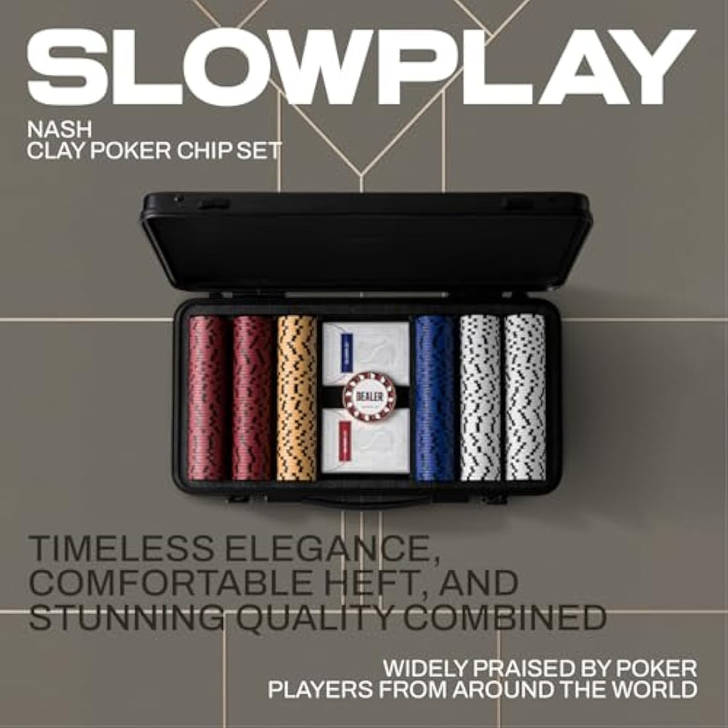 SLOWPLAY Nash 500 PCS Clay Poker Chips Set with Polycarbonate Case
