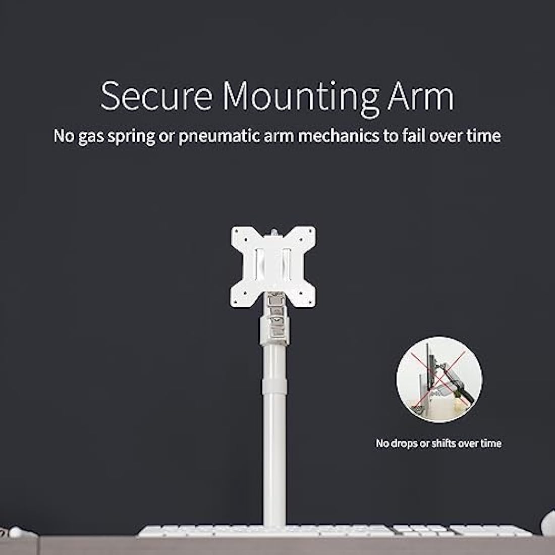 VIVO Single Monitor Arm Mount for 32-38 inch Screens, White | STAND-V001W