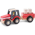 New Classic Toys Wooden Tractor with Hay Stacks - Red Toddler Toy