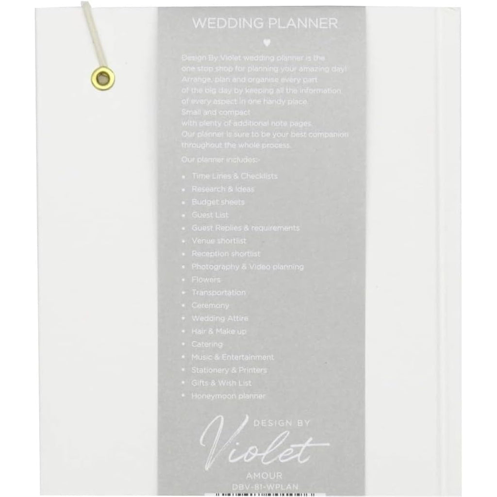 Design By Violet Wedding Planner Book – A5 White Organizer Notebook