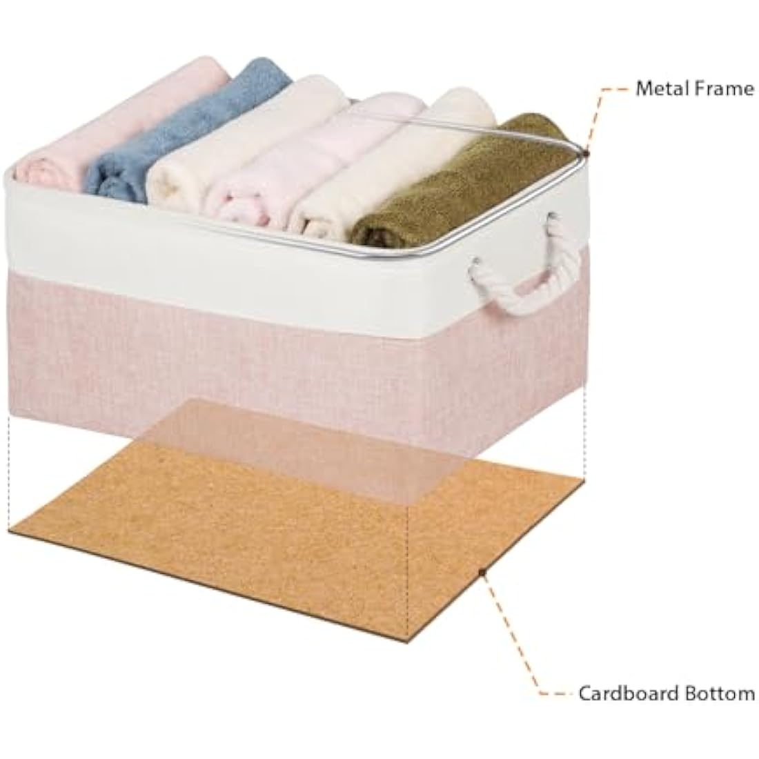 Fabric Storage Baskets for Shelves | 3-Pack Pink Linen Bins