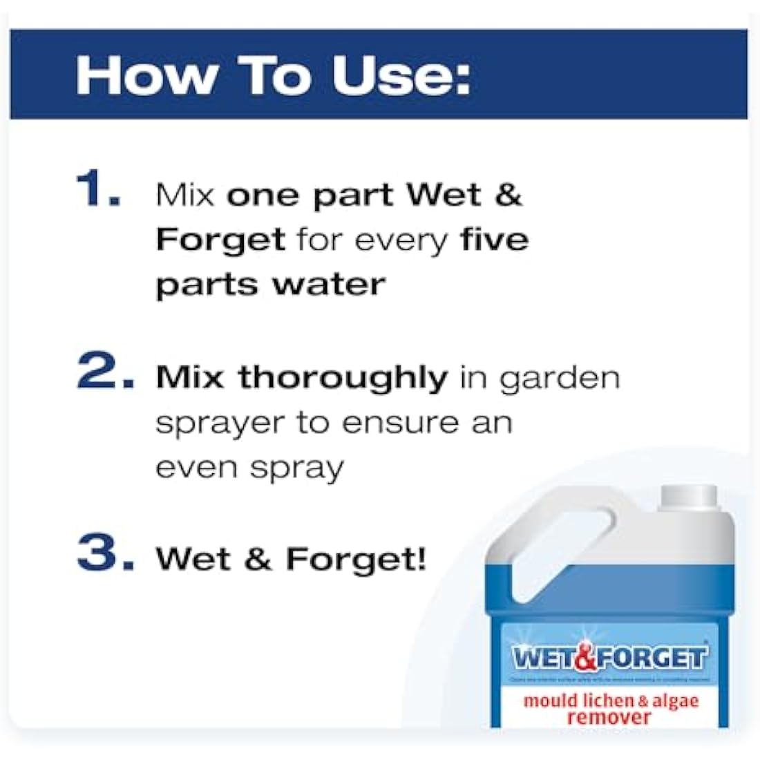 Wet & Forget Outdoor Cleaner – Mould, Lichen & Algae Remover, 5L