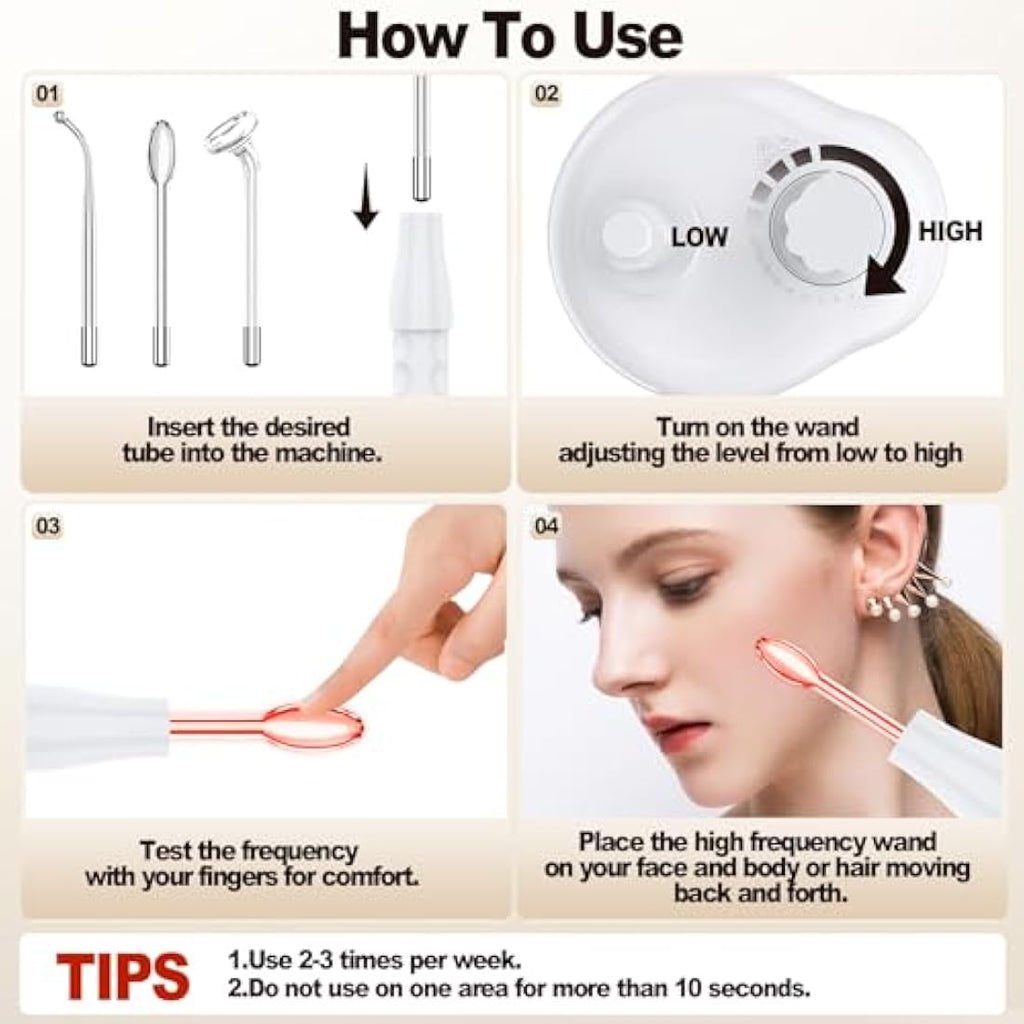 Blayram High Frequency Facial Wand – 4 Violet Tubes for Acne & Anti-Aging