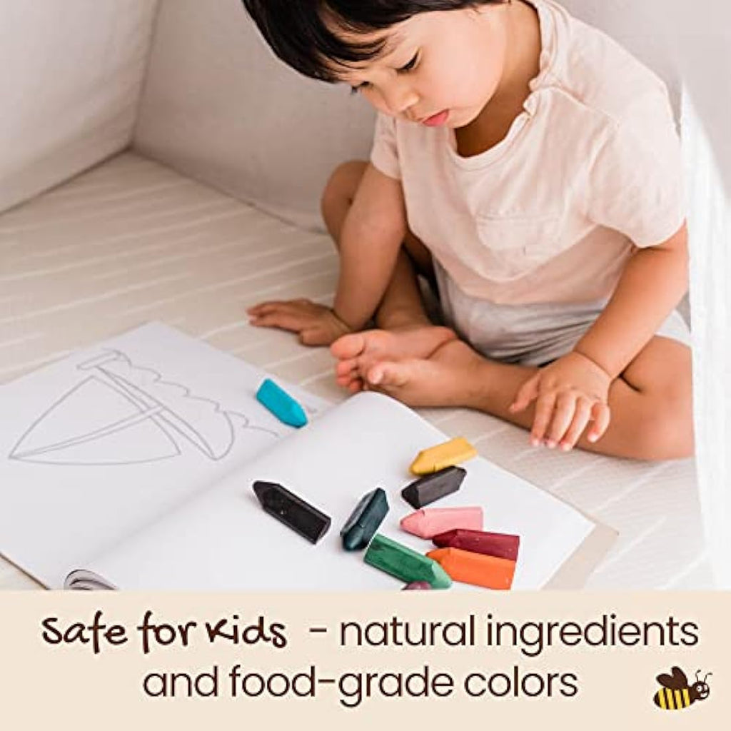Honeysticks Triangular Beeswax Crayons – Non-Toxic Toddler Art (10 Pack)