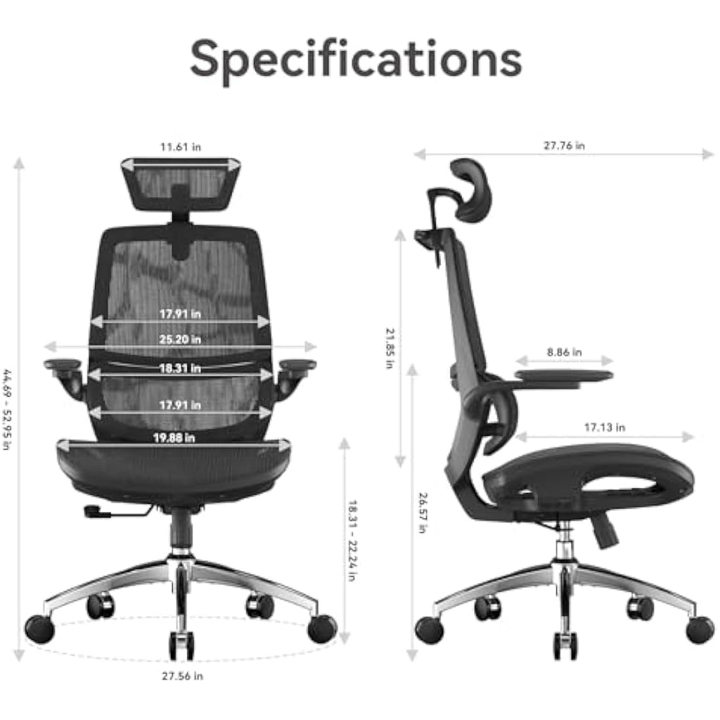 SIHOO M59AS Ergonomic Office Chair | 3D Flip-up Armrests & Lumbar Support