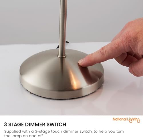 National Lighting Touch Lamp – 3-Stage Dimmable Opal Glass Bedside Light