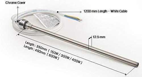 Valdern Electric Heating Element for Bathroom Towel Rails - Chrome